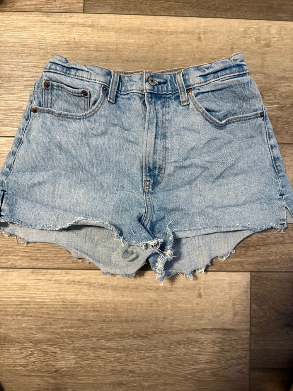 Abercrombie & Fitch Light Blue High-Rise Denim Cutoff Shorts